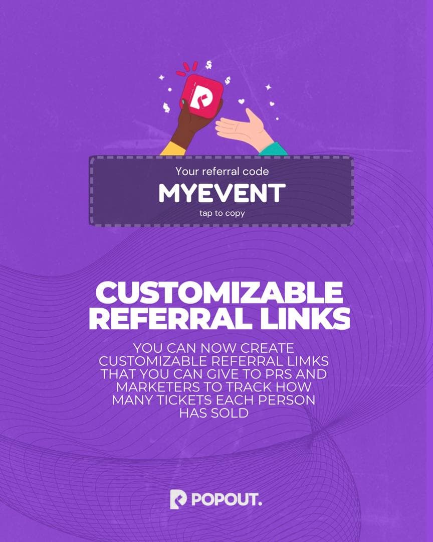Popout customizable referral links